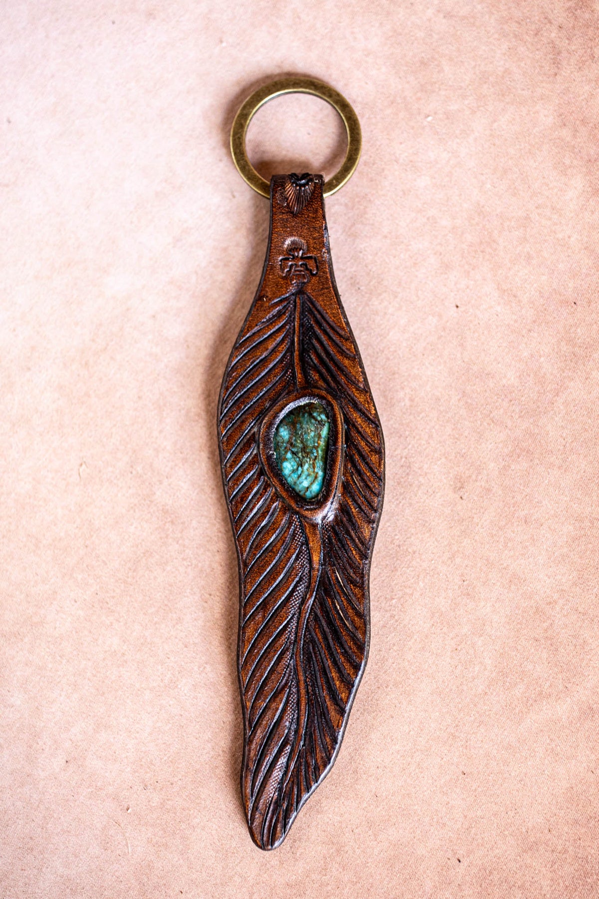Feather Key Ring with Turquoise