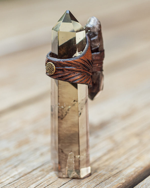 Feather Druid Ring with Smoky Quartz