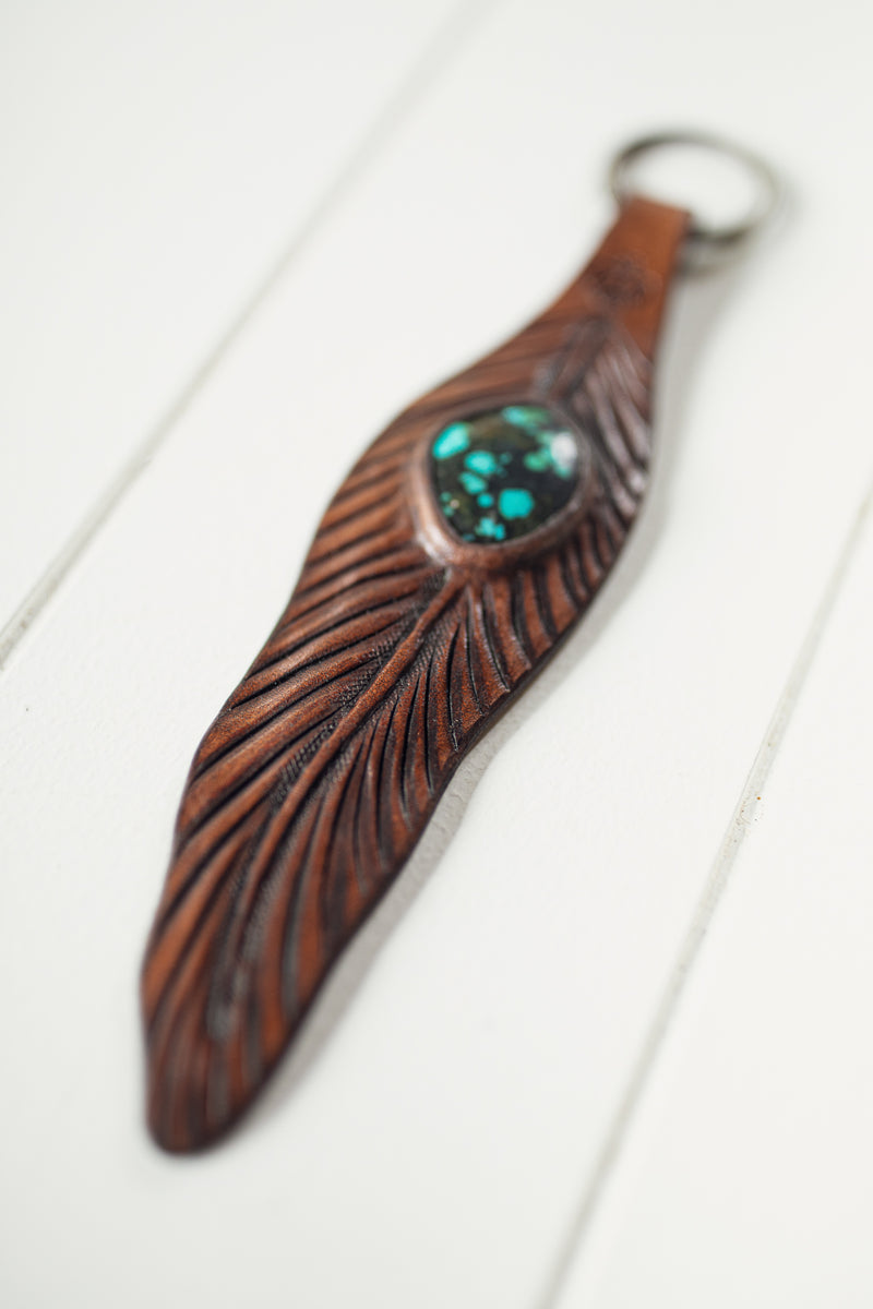 Feather Key Ring with Turquoise