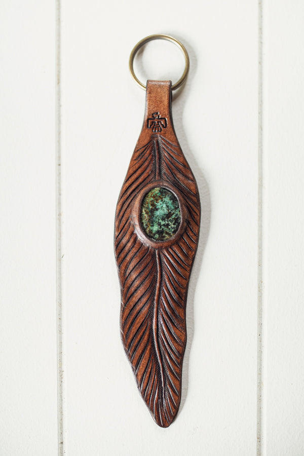 Feather Key Ring with Turquoise