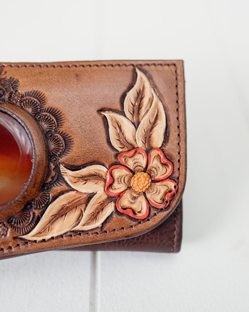 Hand Painted Flower Wallet with Carnelian