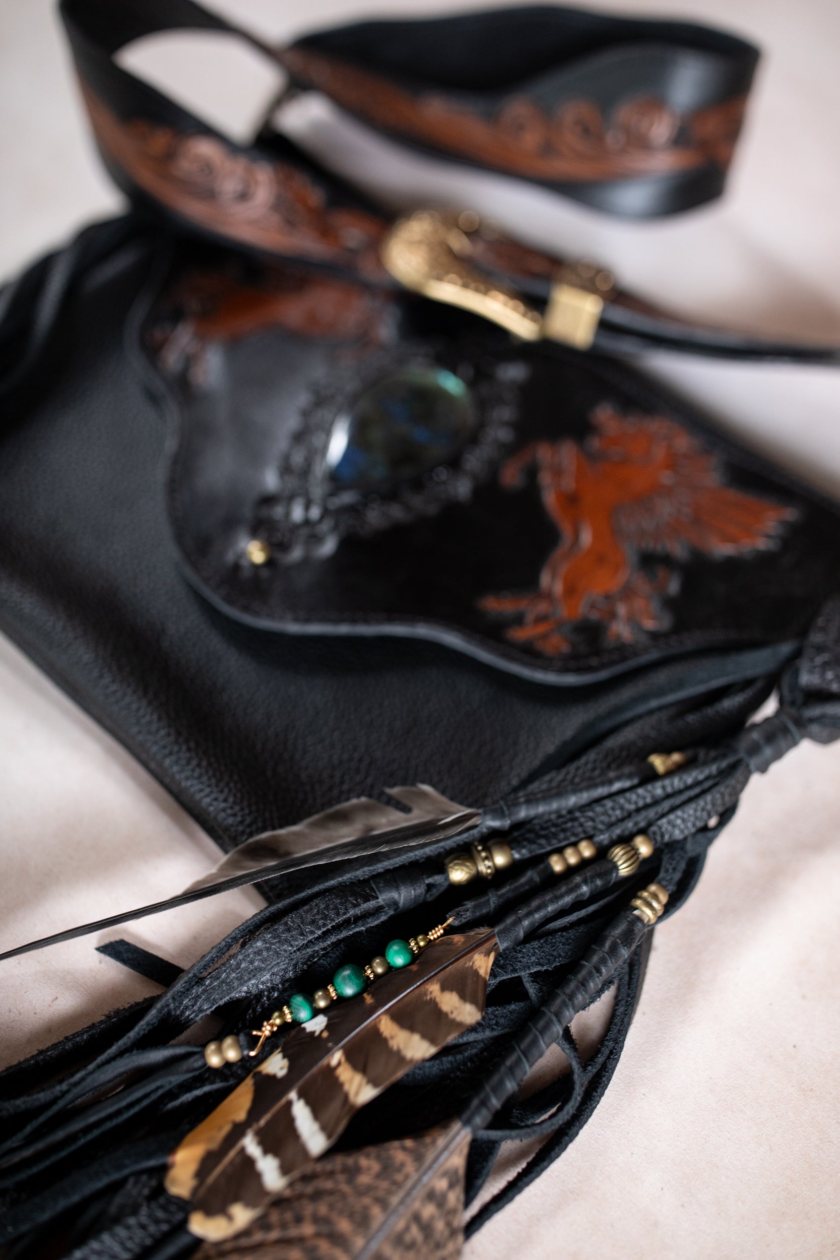 Black Bay Pegasus Gypsy Wanderer Bag with Labradorite