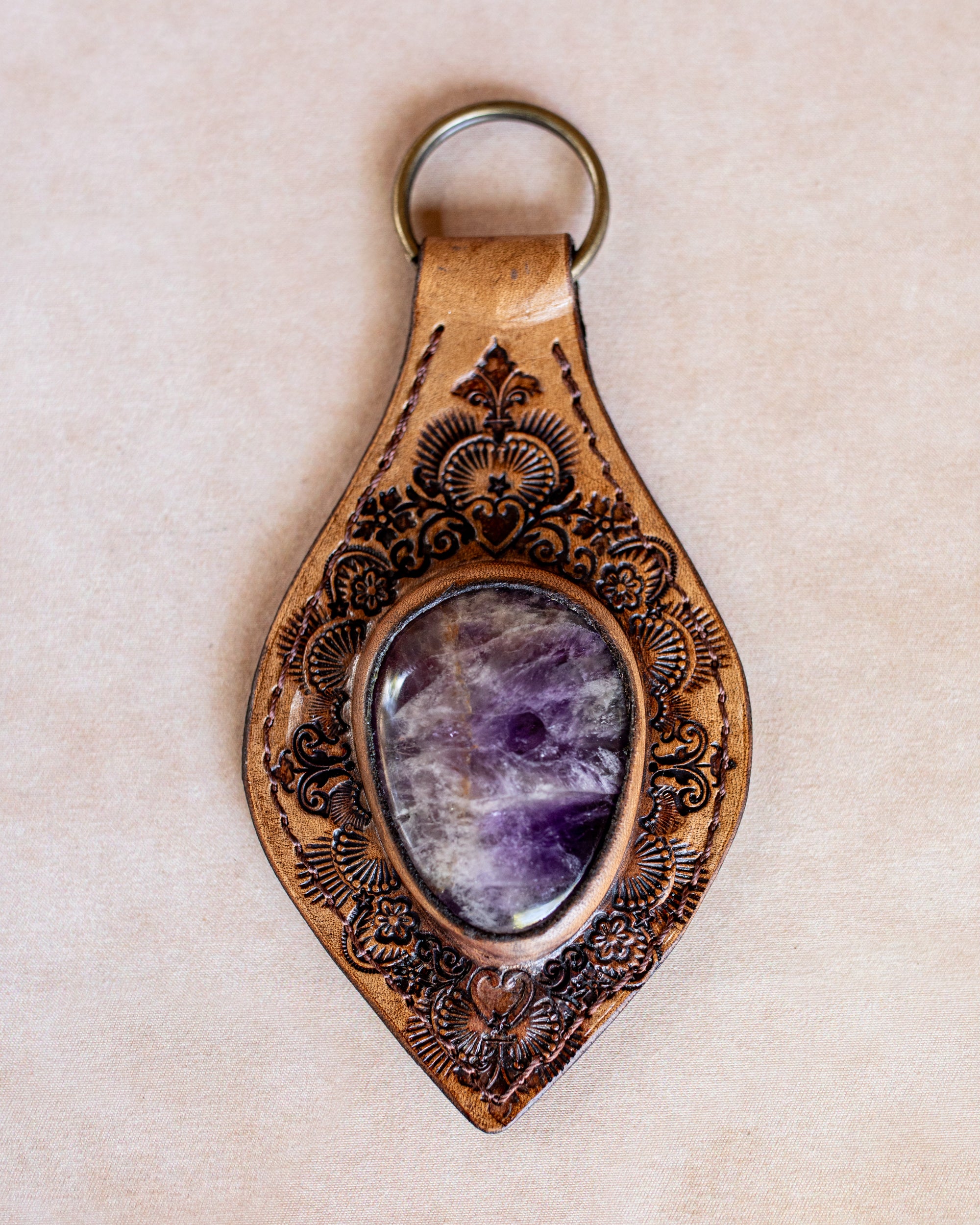 Mandala Key Ring with Amethyst