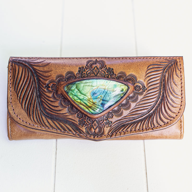 Eagle Feather Wallet with Labradorite