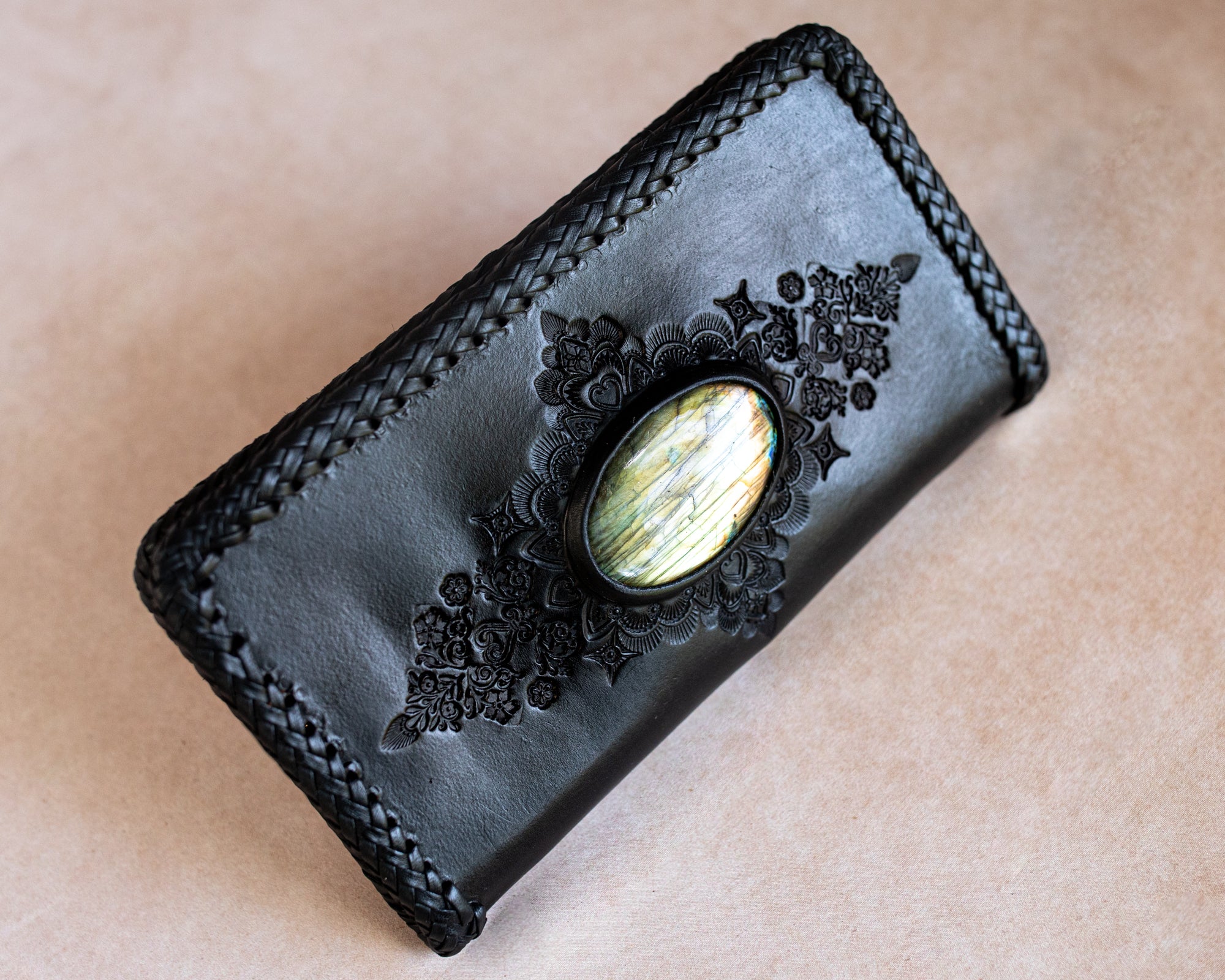 Large Mandala Zip Wallet with Labadorite