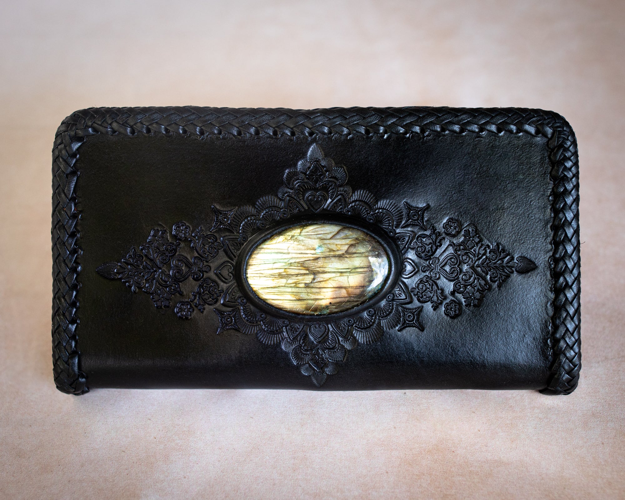 Large Mandala Zip Wallet with Labadorite