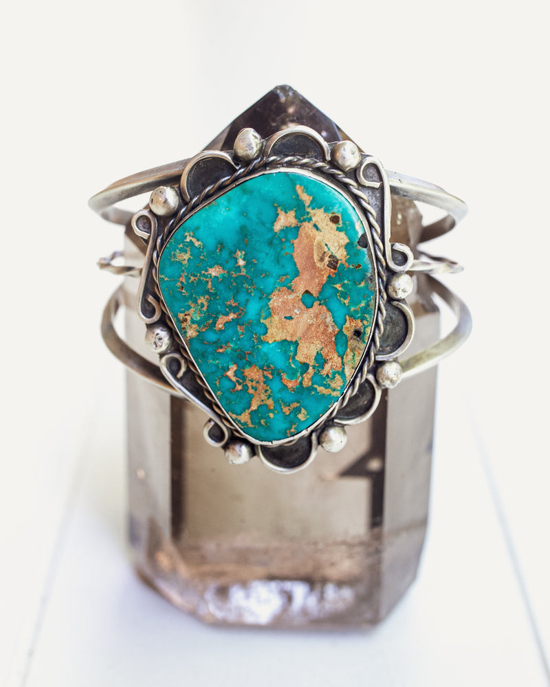 Vintage Silver Navajo Cuff with Royston Turquoise