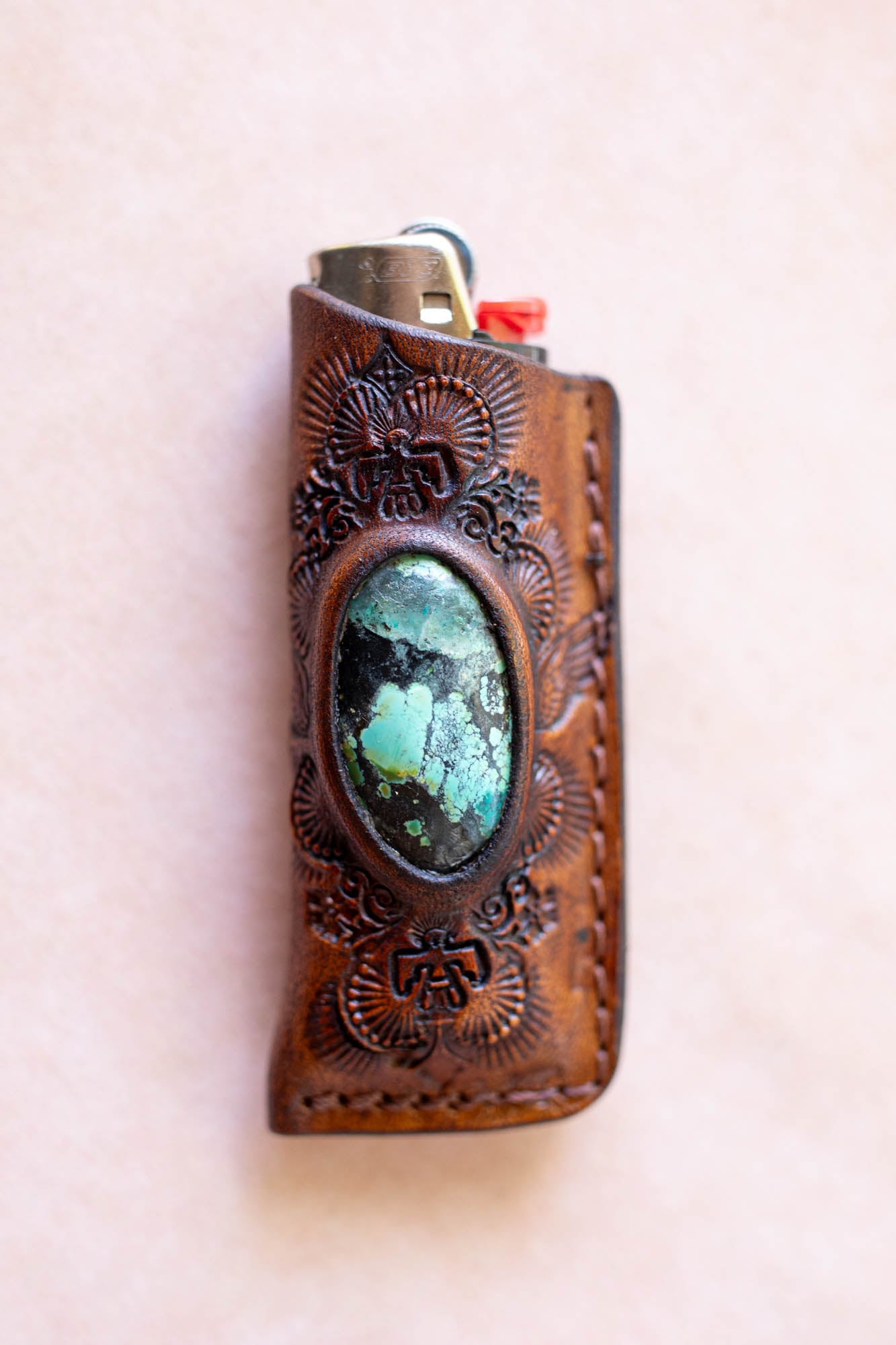 Woodstock Lighter Case with Turquoise