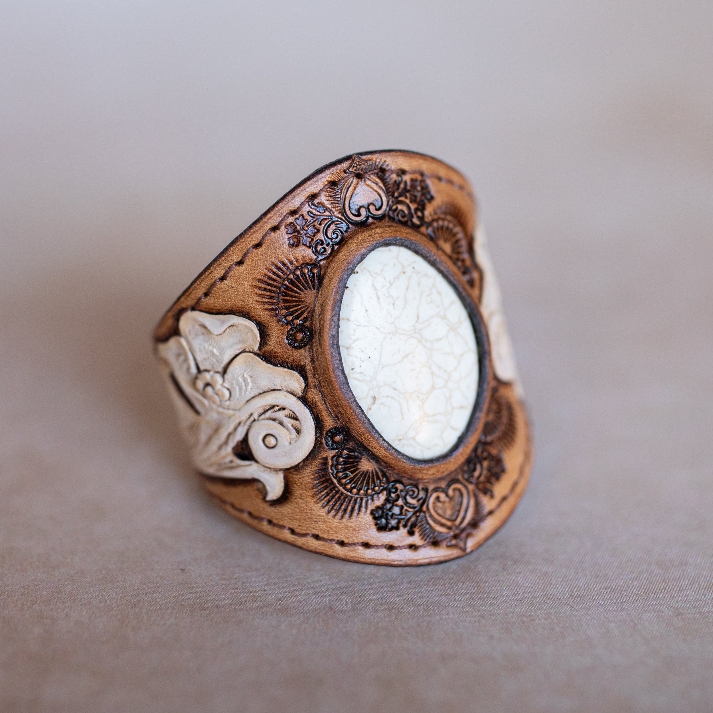 Western Floral Cuff with Wild Horse Magnesite