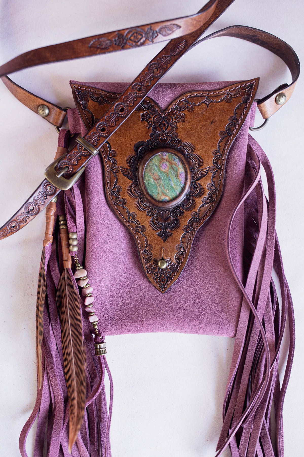 Gypsy Wanderer Phone Pouch with Ruby Fuchsite