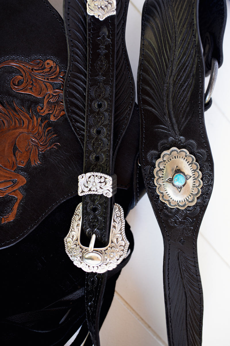 Midnight Rider Tasseled Bag with Navajo Conchos