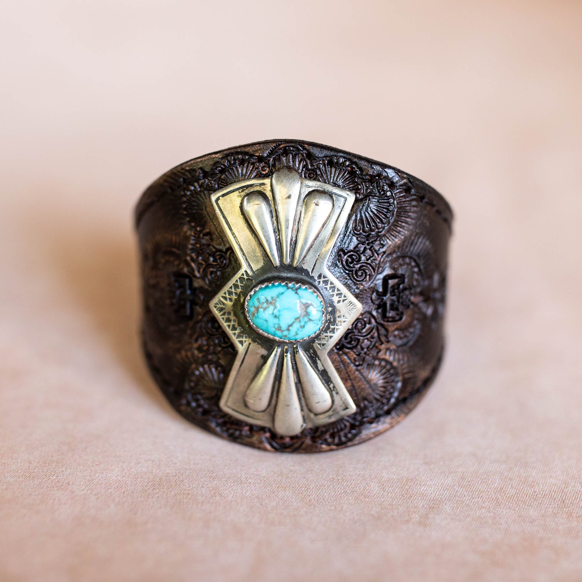 Navajo Concho Cuff with Kingman Turquoise