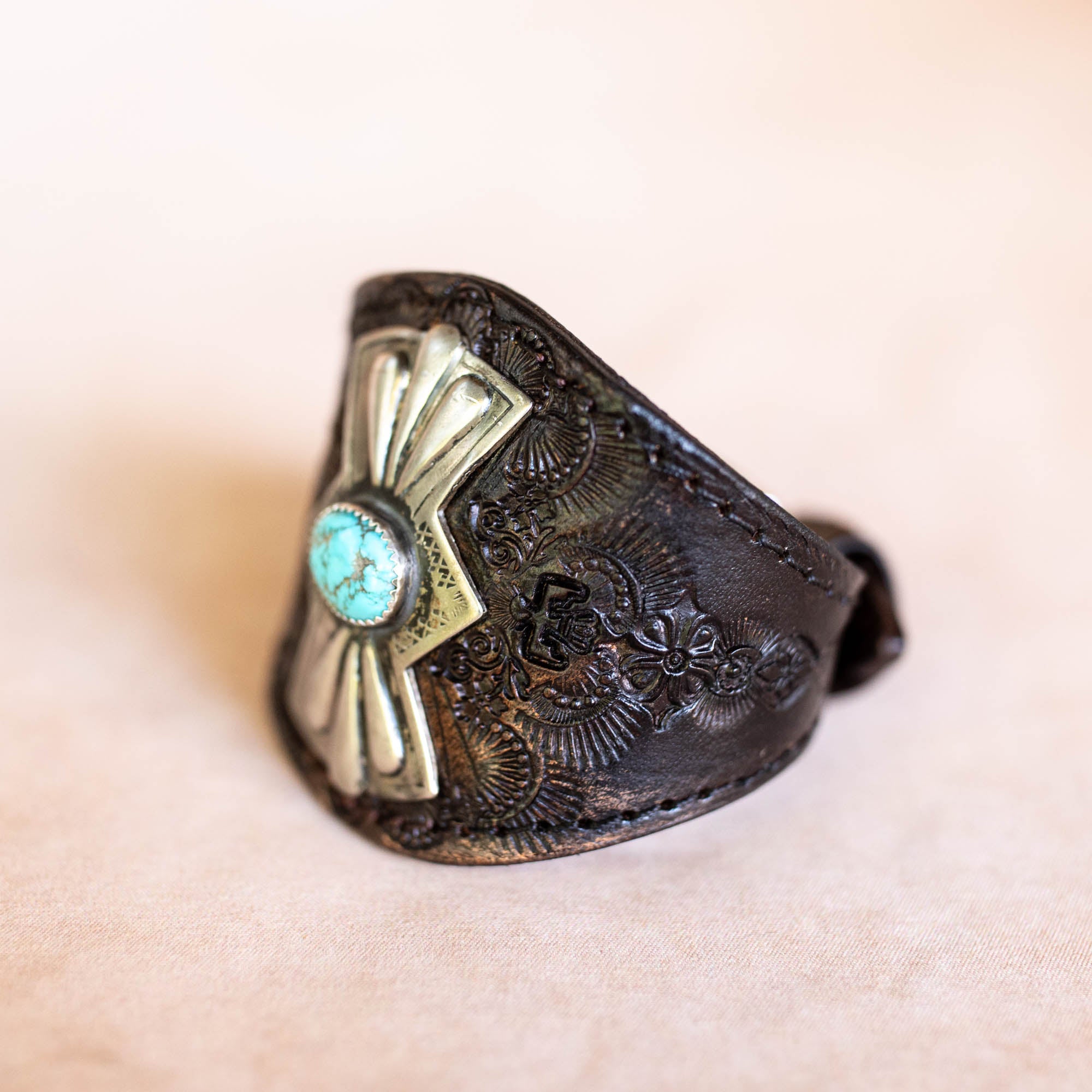 Navajo Concho Cuff with Kingman Turquoise