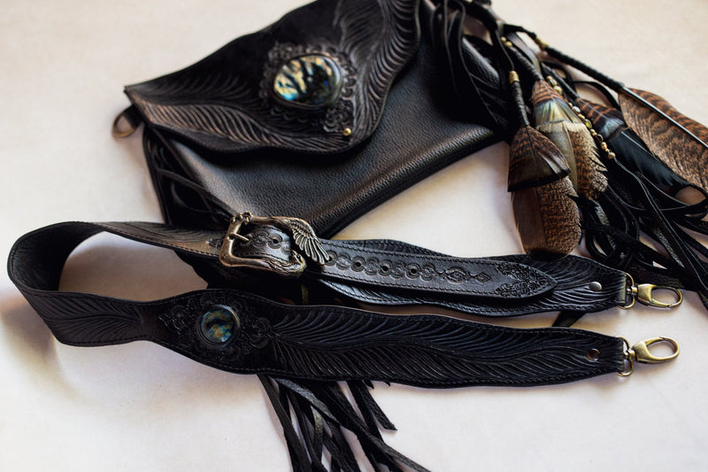 Black Magic Gypsy Wanderer Bag with Labradorite