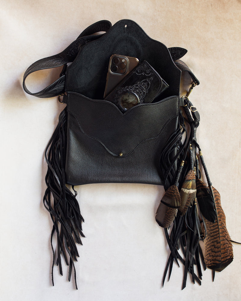 Black Magic Gypsy Wanderer Bag with Labradorite