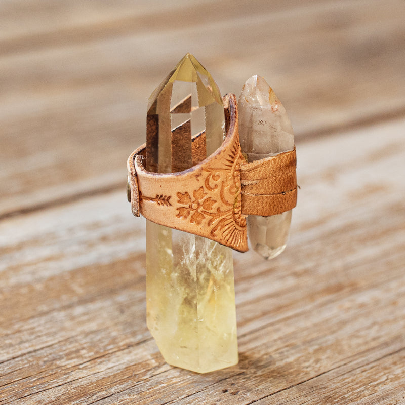 Druid Ring with Quartz Crystal