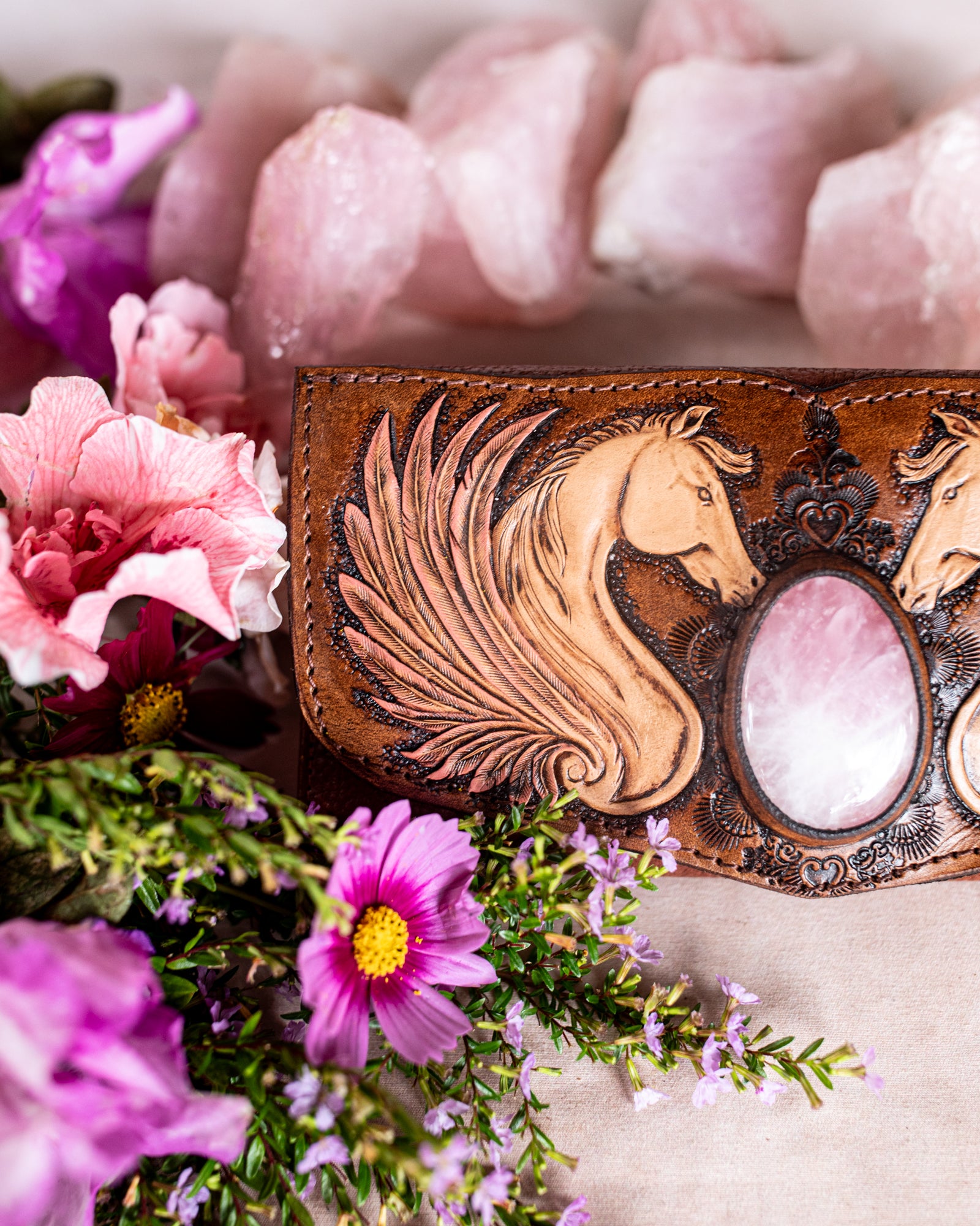 Pegasus Wallet with Rose Quartz