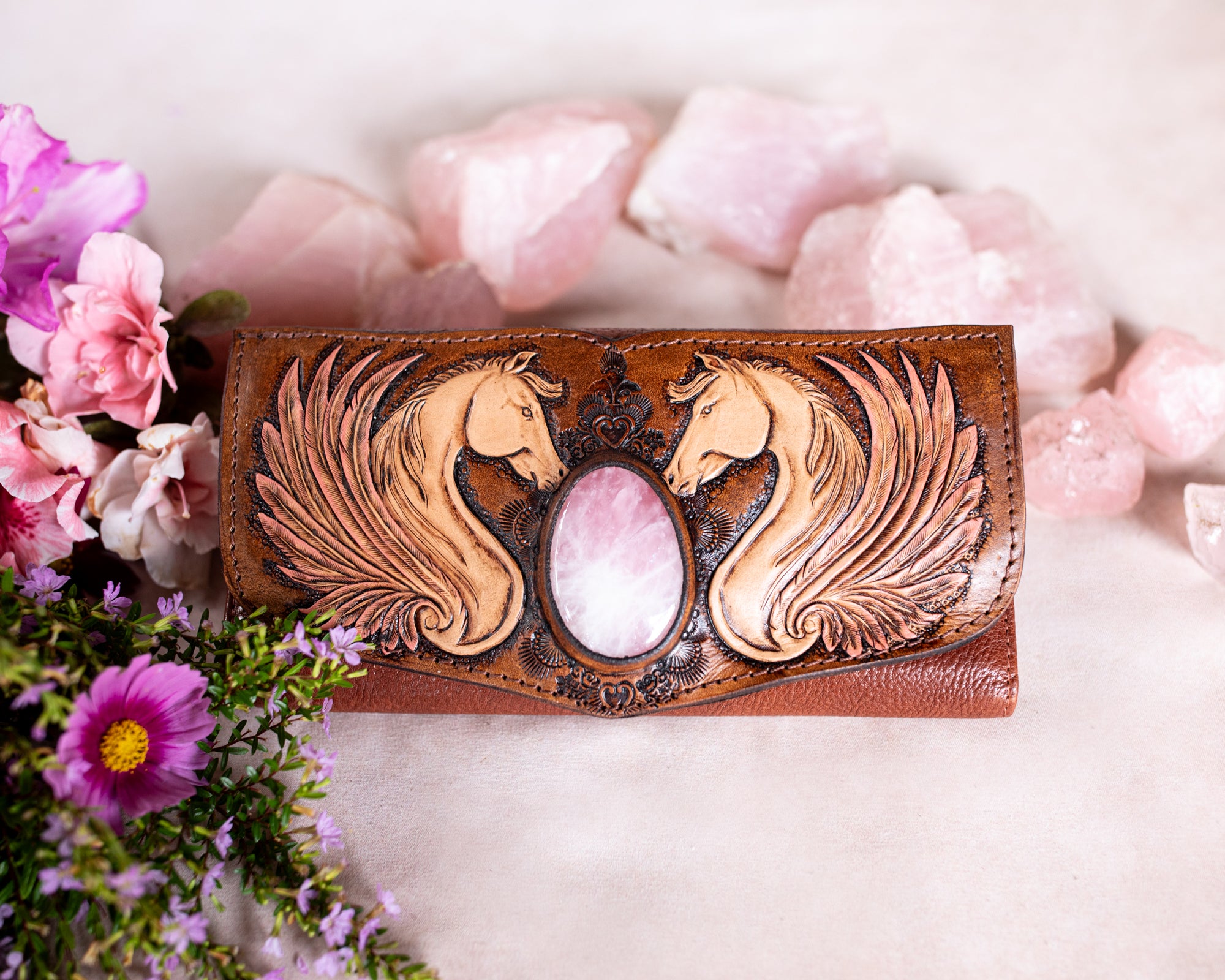 Pegasus Wallet with Rose Quartz