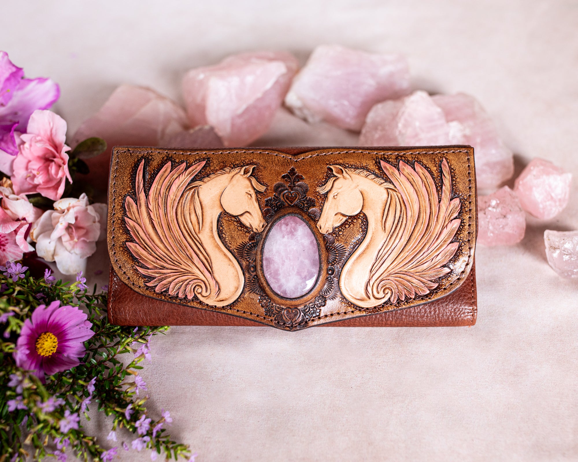 Pegasus Wallet with Rose Quartz