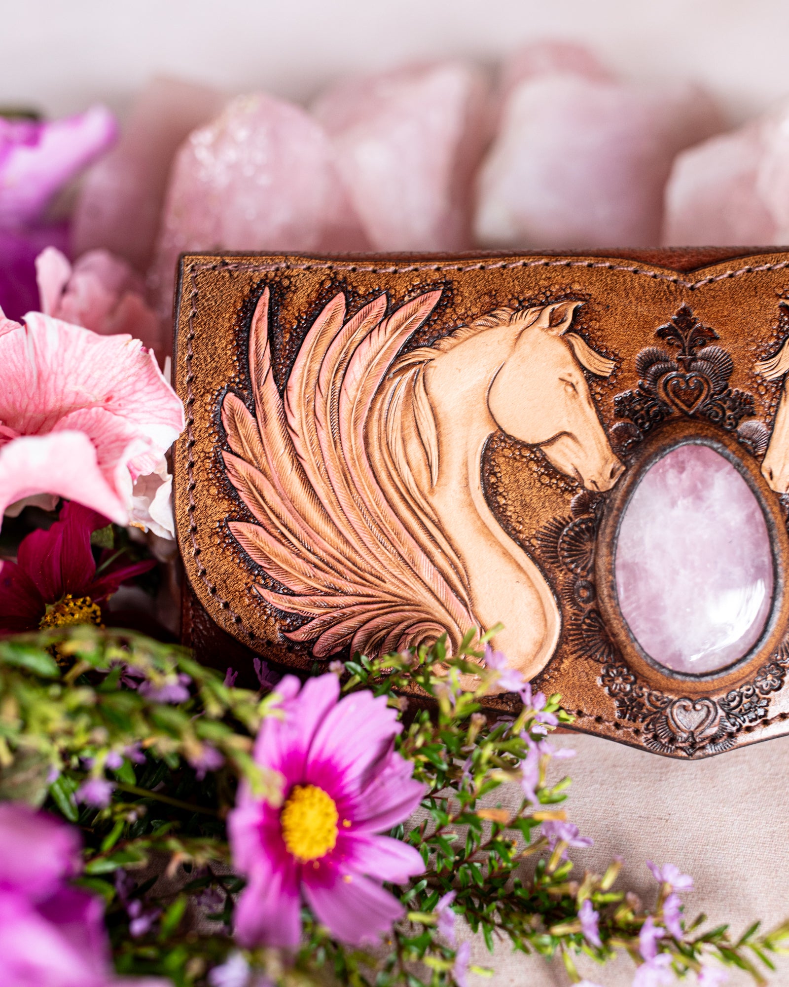 Pegasus Wallet with Rose Quartz