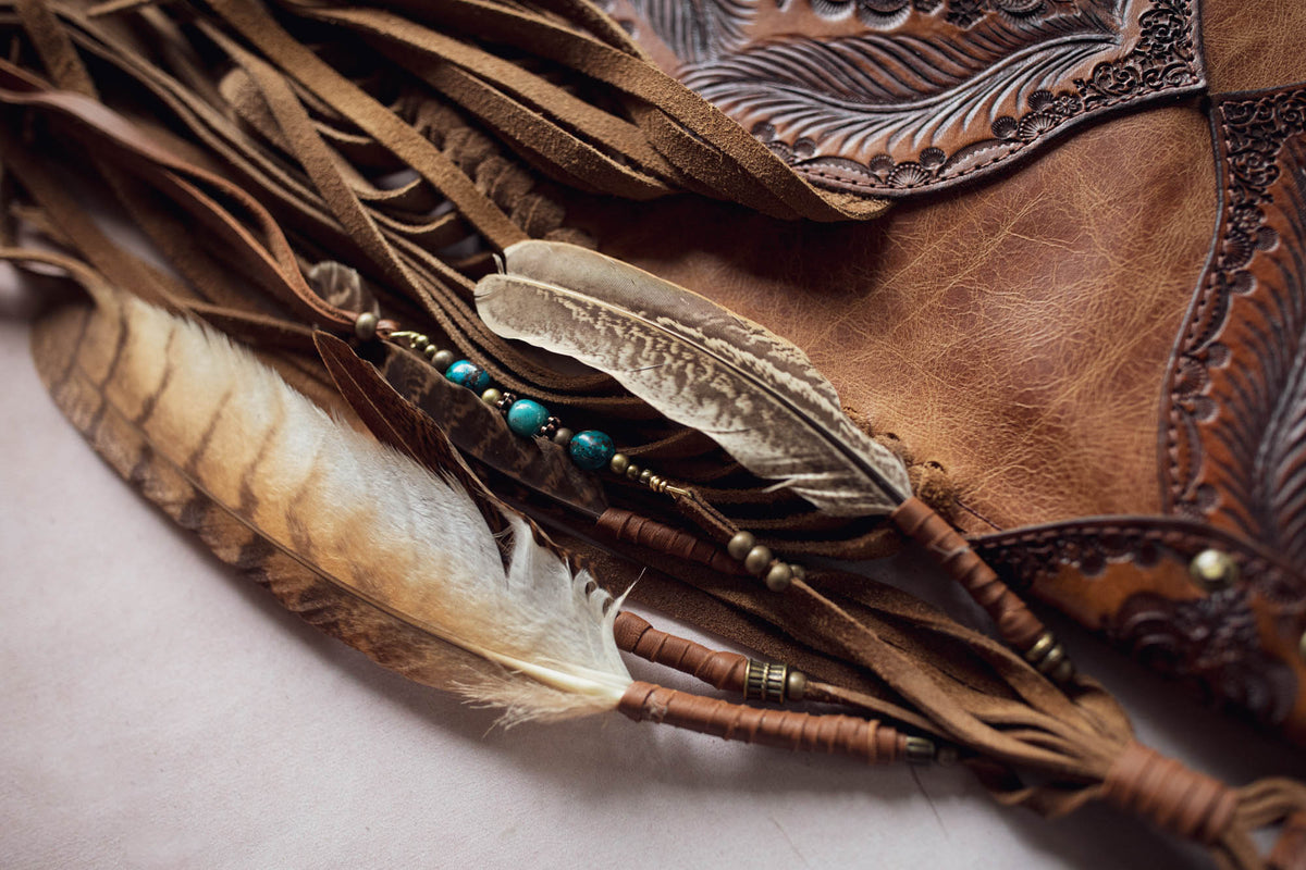 Petite Apache Tasseled Bag with Turquoise