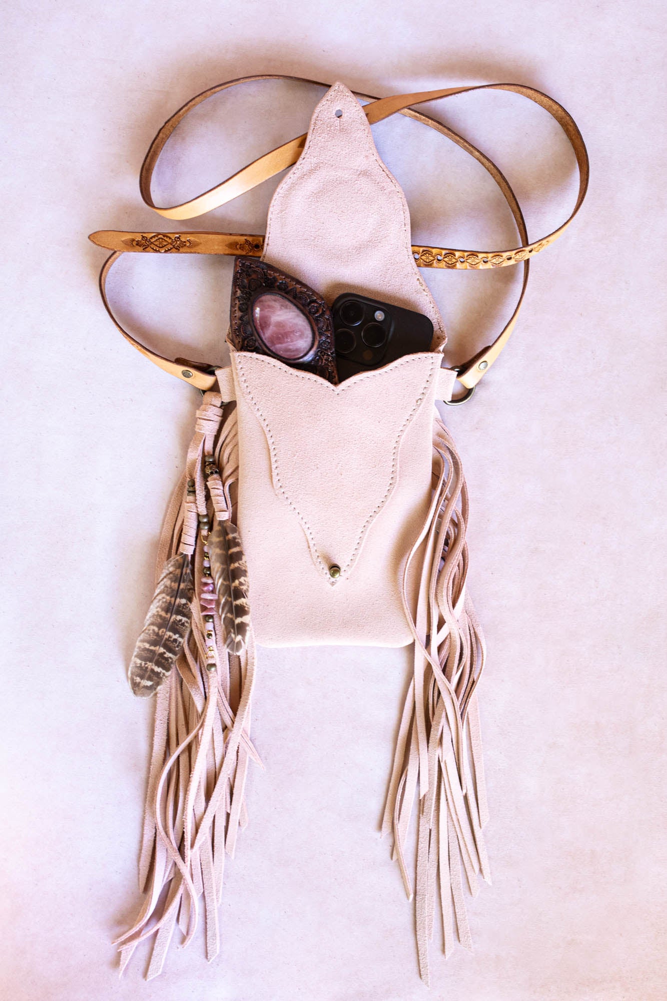 Gypsy Wanderer Phone Pouch with Rose Quartz