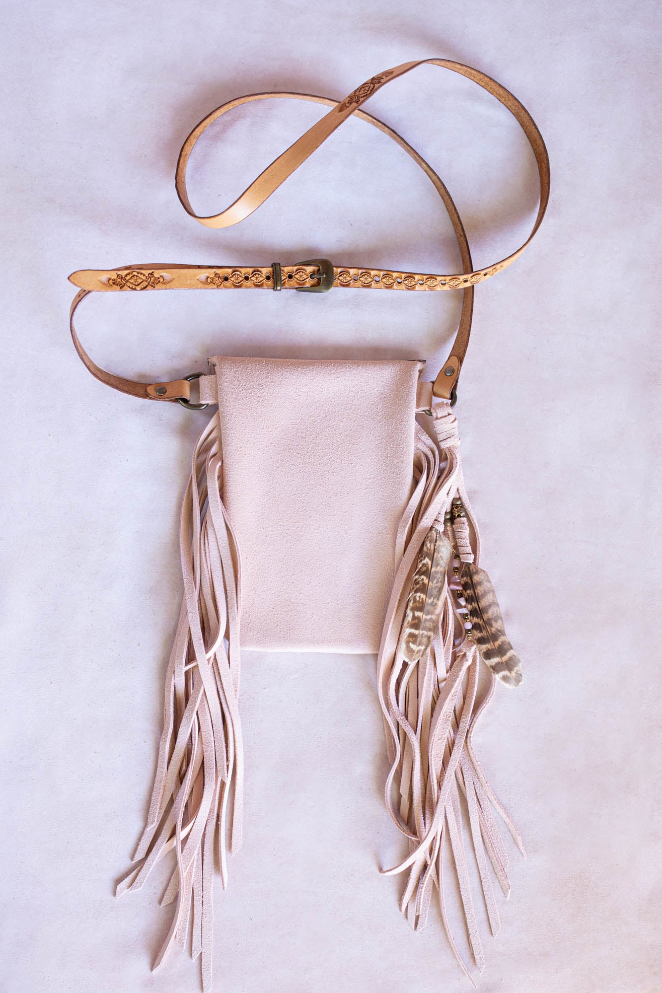 Western Floral Gypsy Wanderer Phone Pouch with Rose Quartz