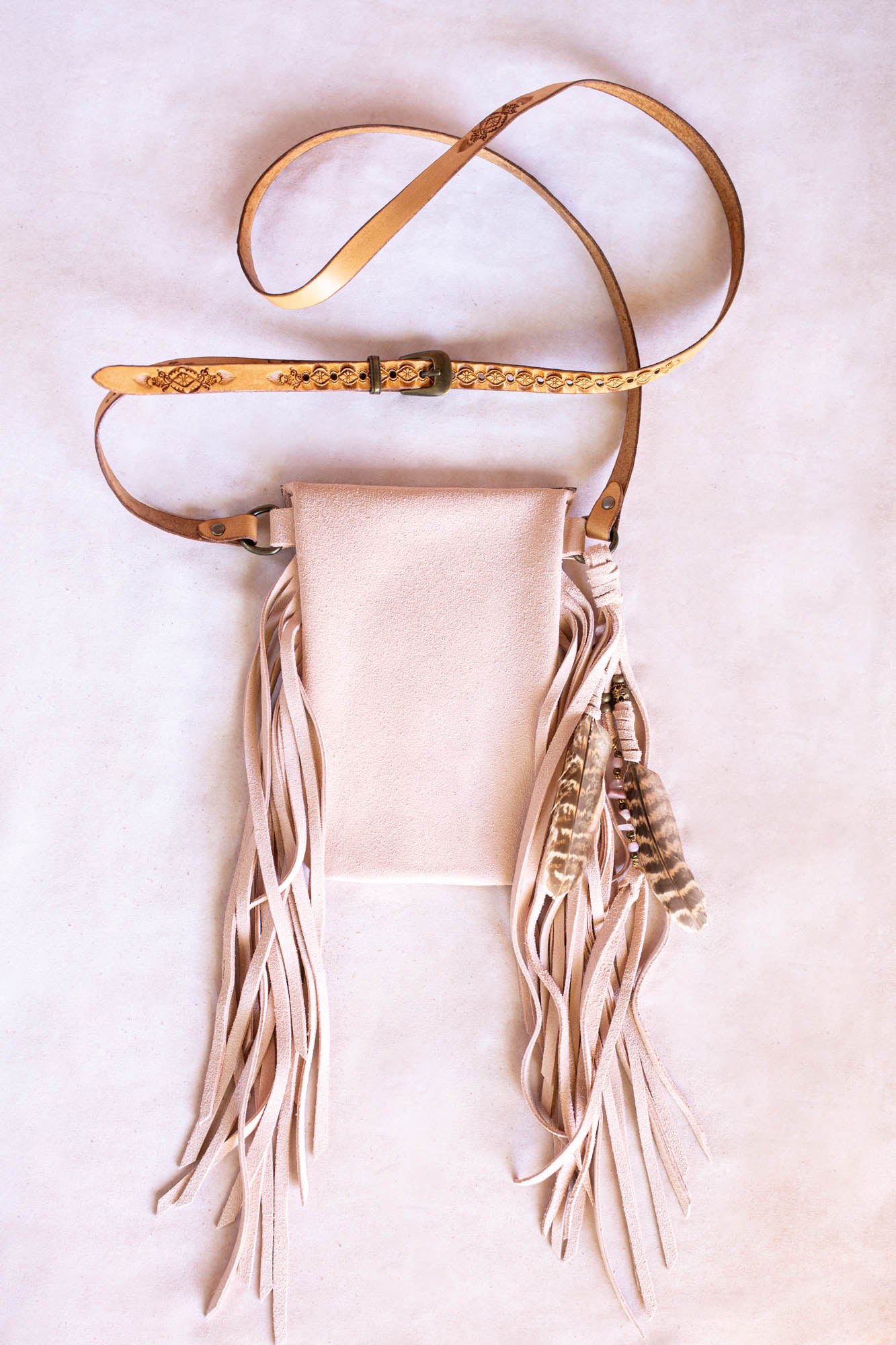 Western Floral Gypsy Wanderer Phone Pouch with Rose Quartz