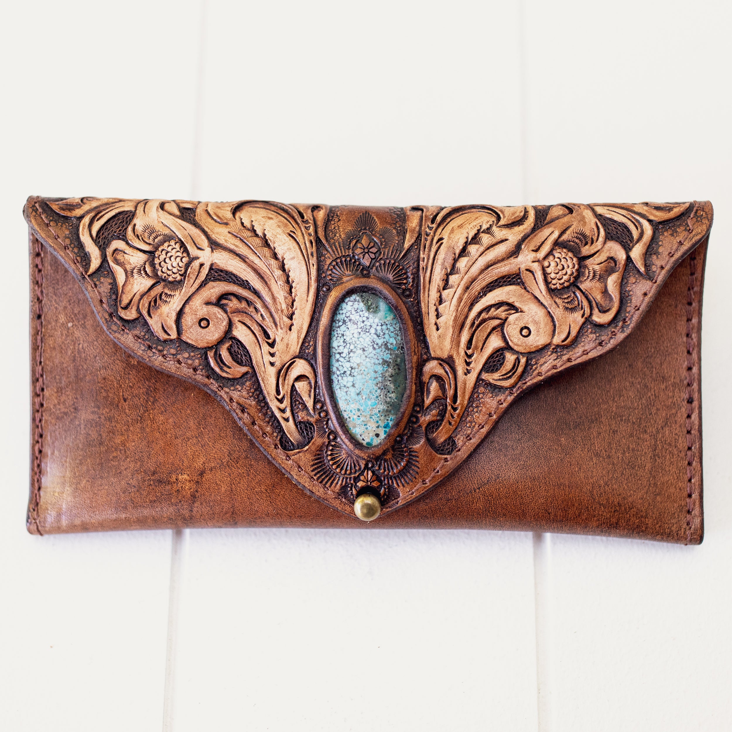 Western Floral Pouch with Turquoise