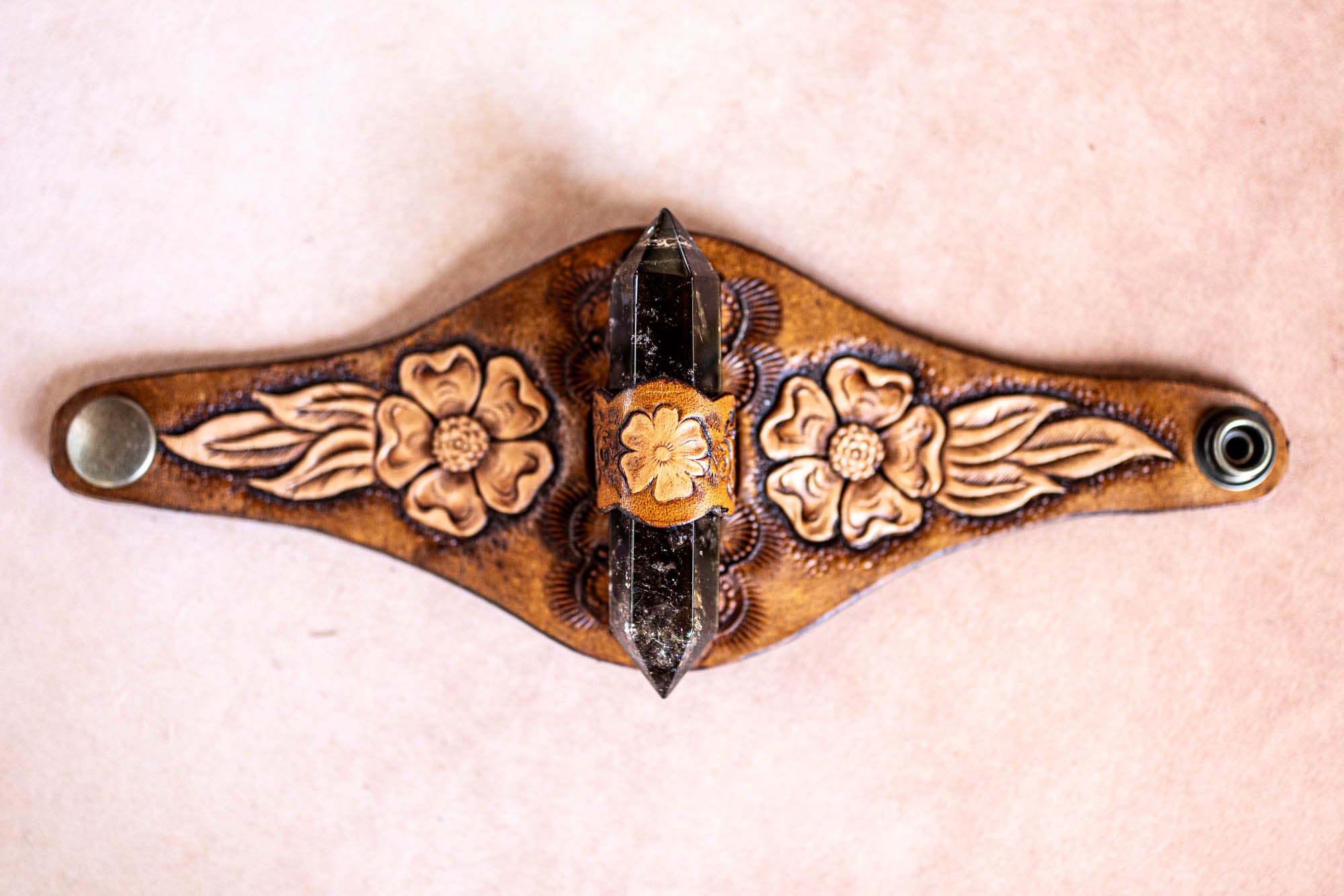 Desert Bloom Priestess Cuff with Smoky Quartz