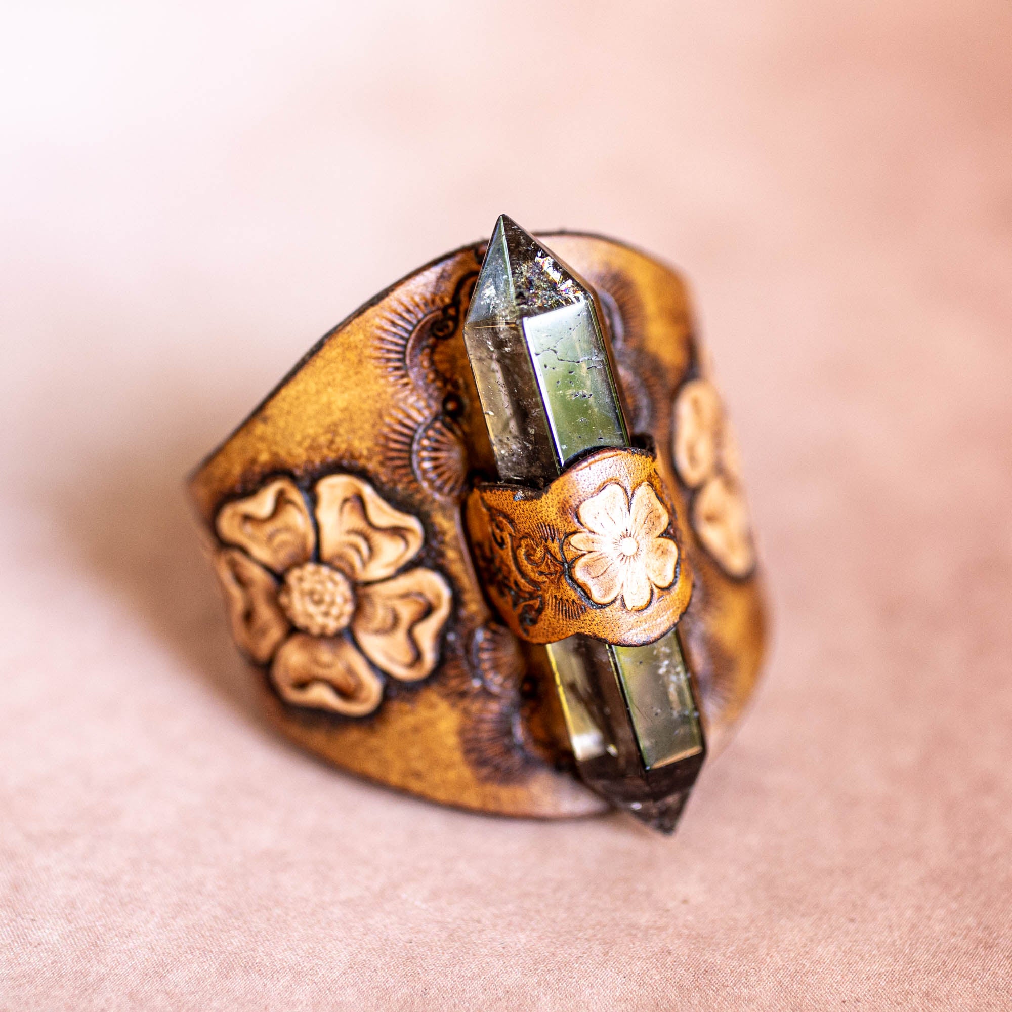Desert Bloom Priestess Cuff with Smoky Quartz