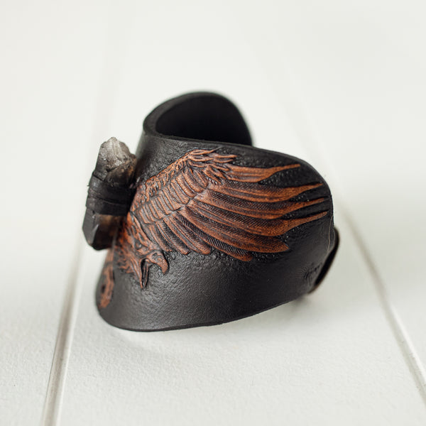 Black Bay Rebel Eagle Cuff with Smoky Quartz