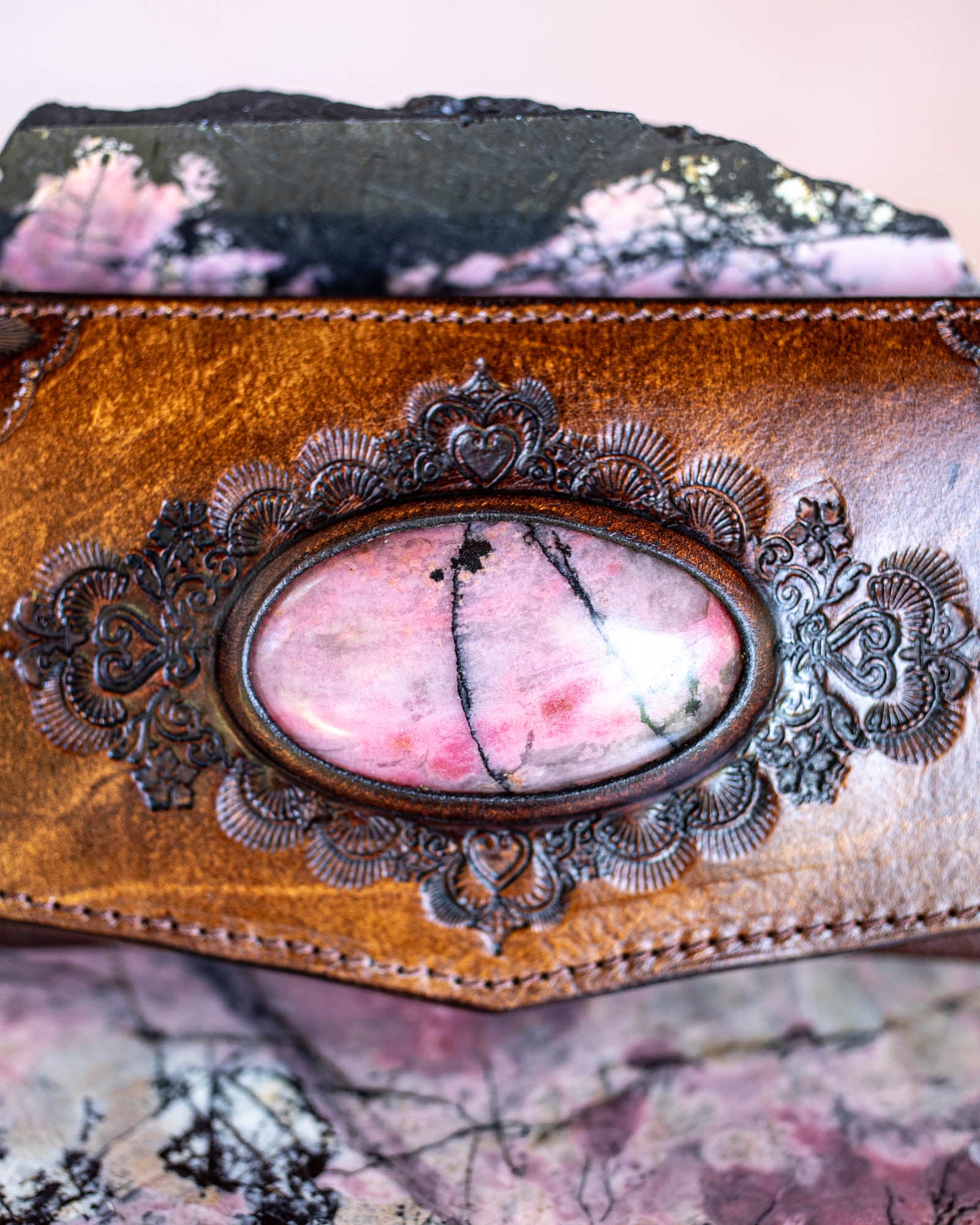 Mandala Wallet with Pink Rhodonite