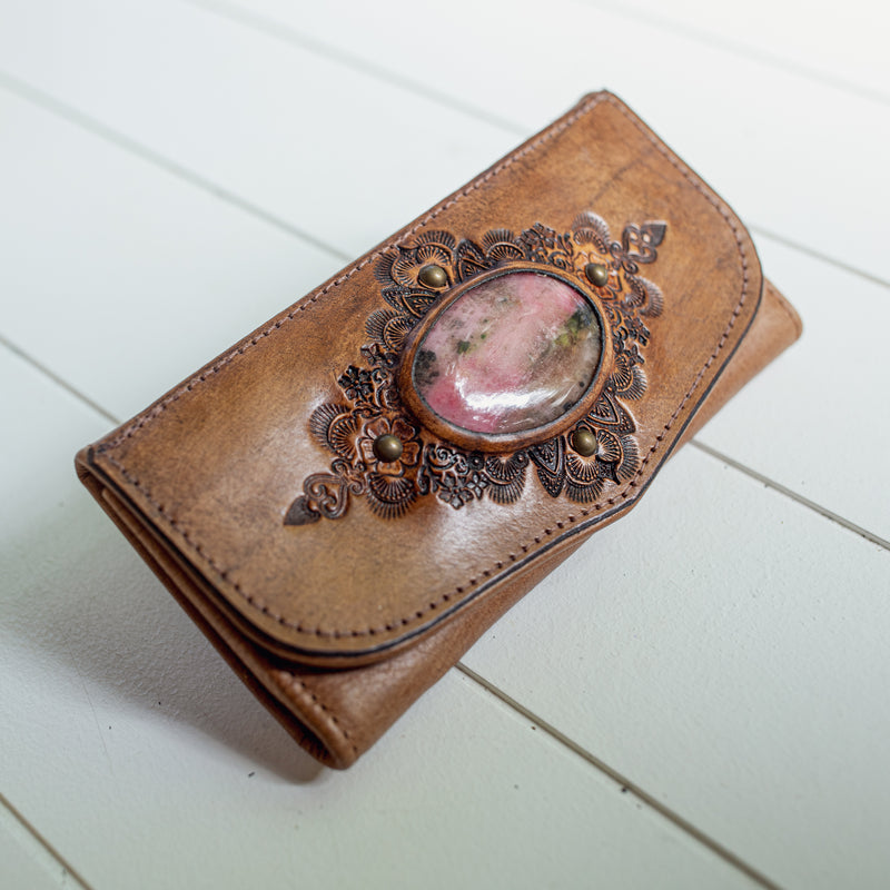 Mandala Wallet with Pink Rhodonite