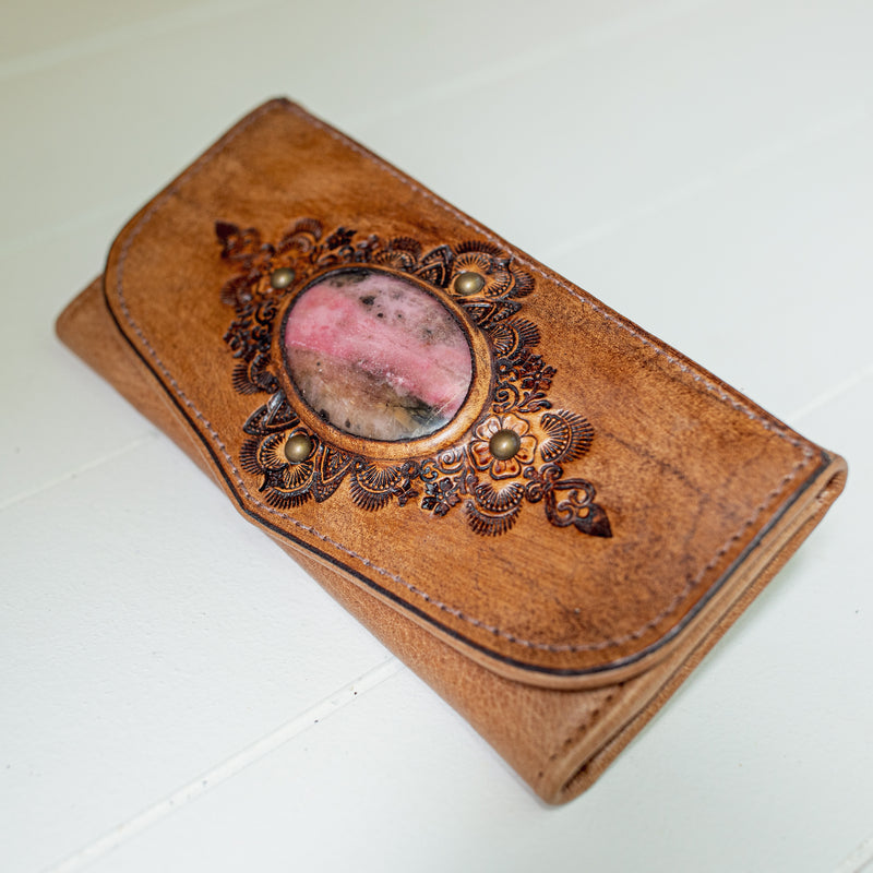 Mandala Wallet with Pink Rhodonite