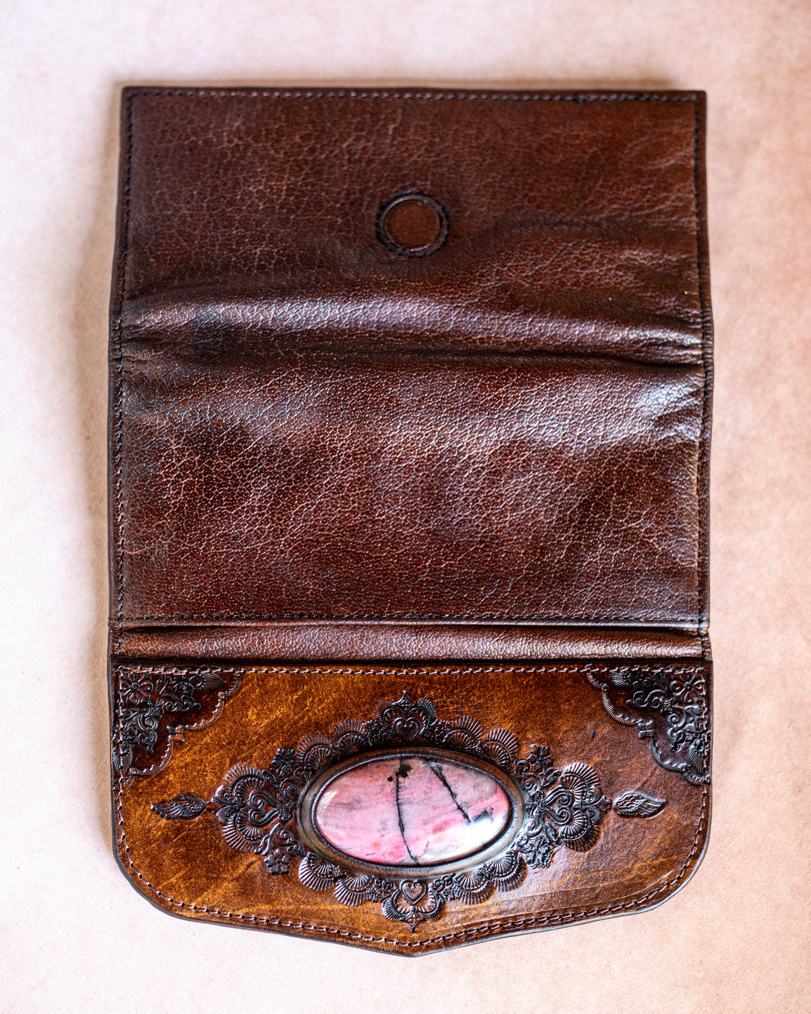 Mandala Wallet with Pink Rhodonite