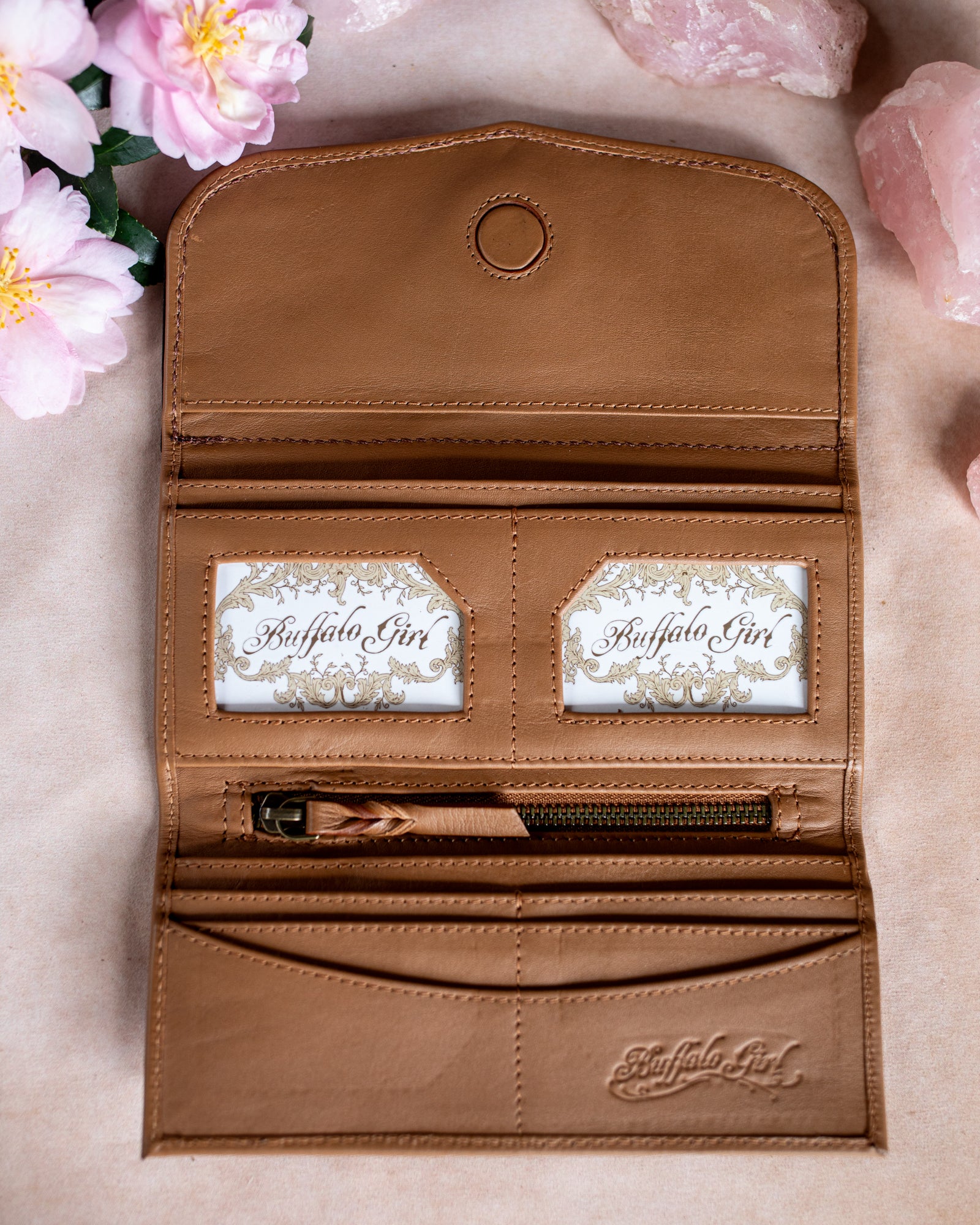 Flower Wallet with Rose Quartz