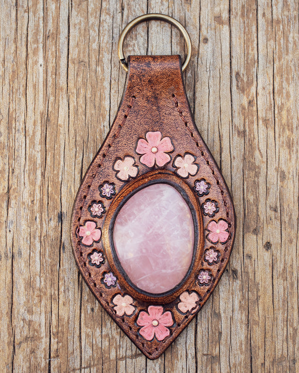 Desert Bloom Key Ring with Rose Quartz