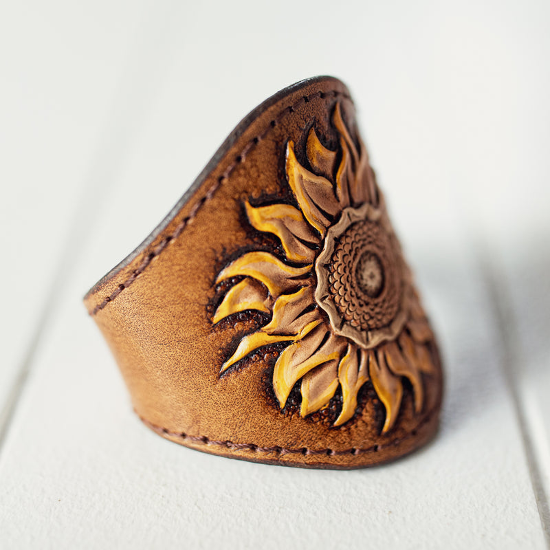 Hand Painted Sunflower Cuff