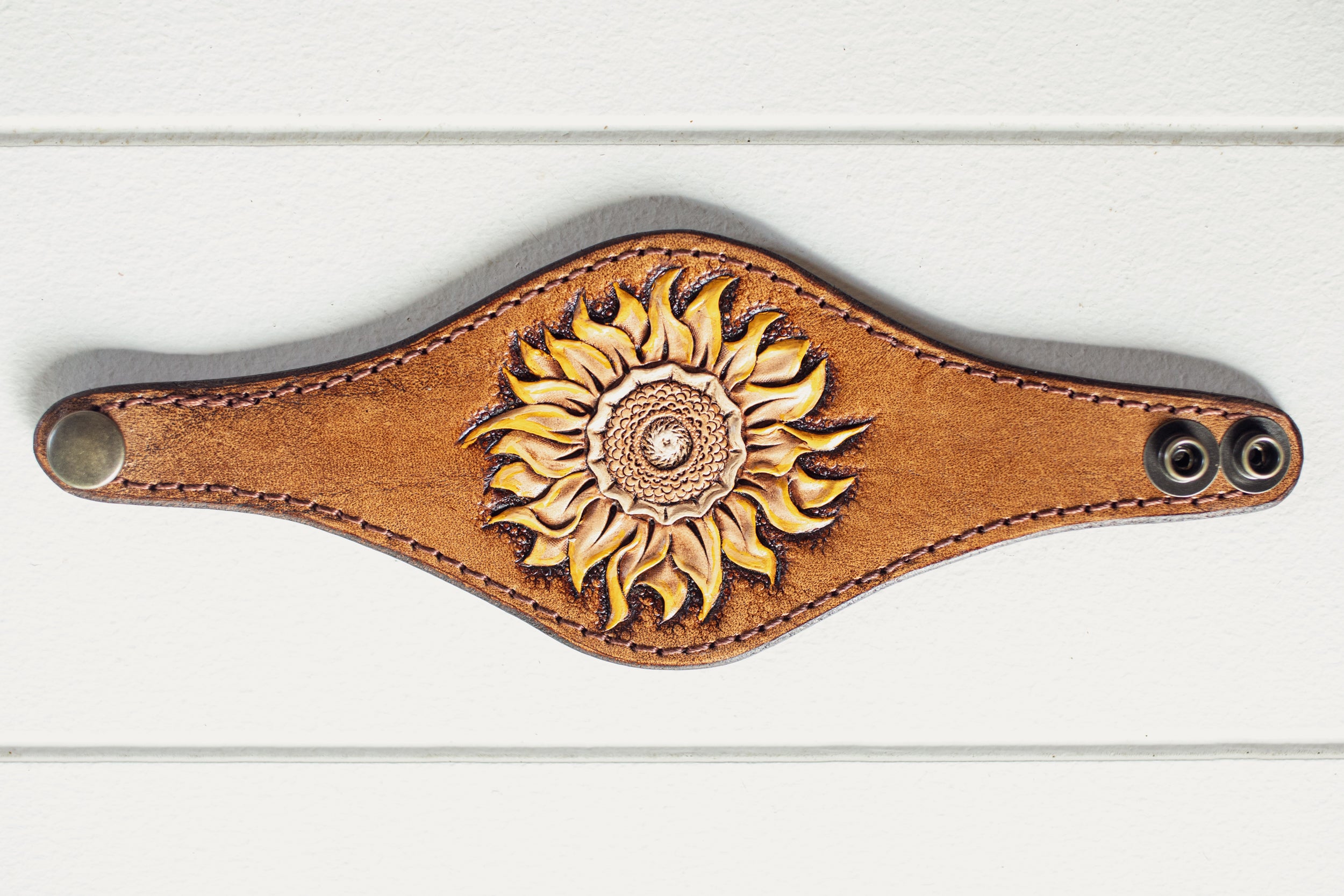 Hand Painted Sunflower Cuff