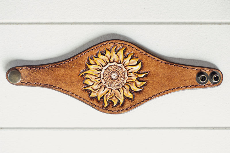 Hand Painted Sunflower Cuff