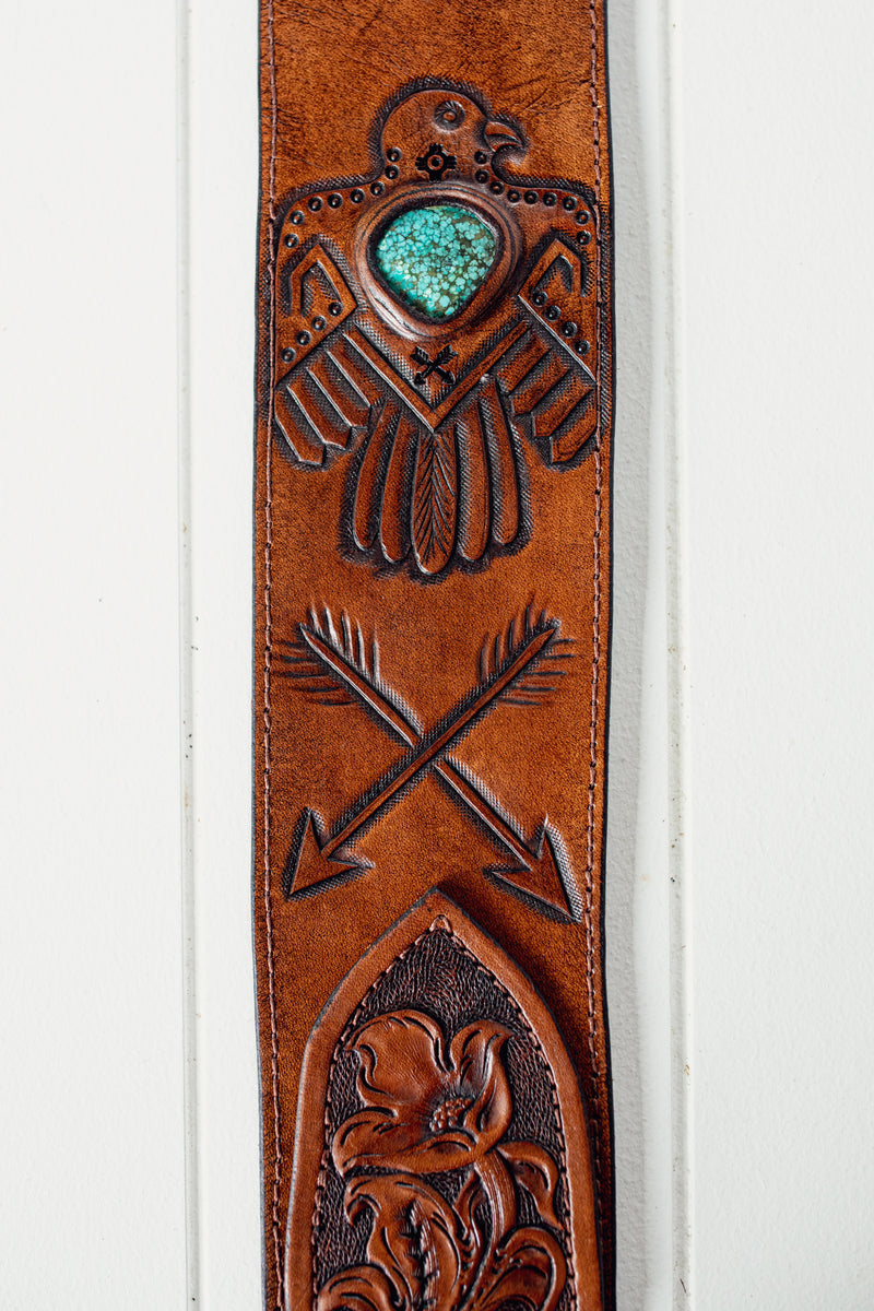 Thunderbird Guitar Strap with Turquoise