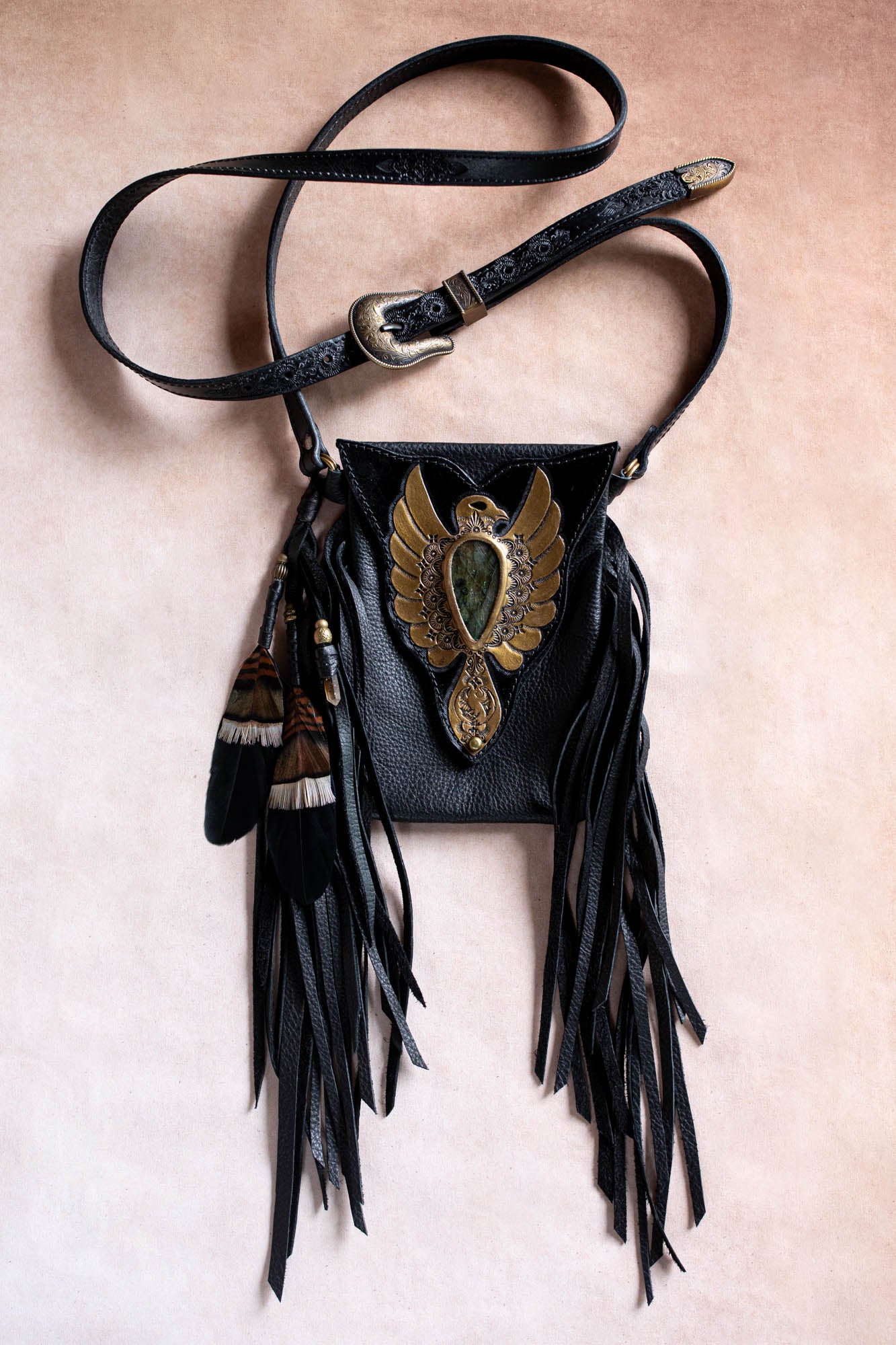 Thunderbird Gypsy Wanderer Phone Pouch with Labradorite