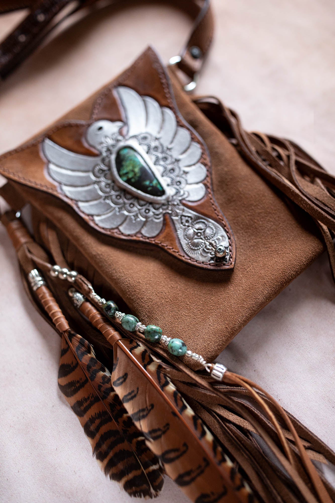 Thunderbird Gypsy Wanderer Phone Pouch with Turquoise