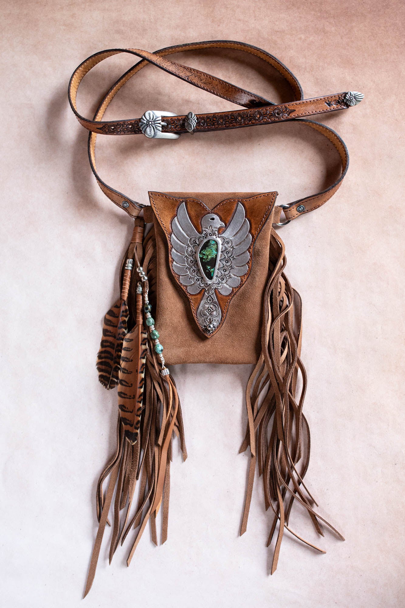 Thunderbird Gypsy Wanderer Phone Pouch with Turquoise
