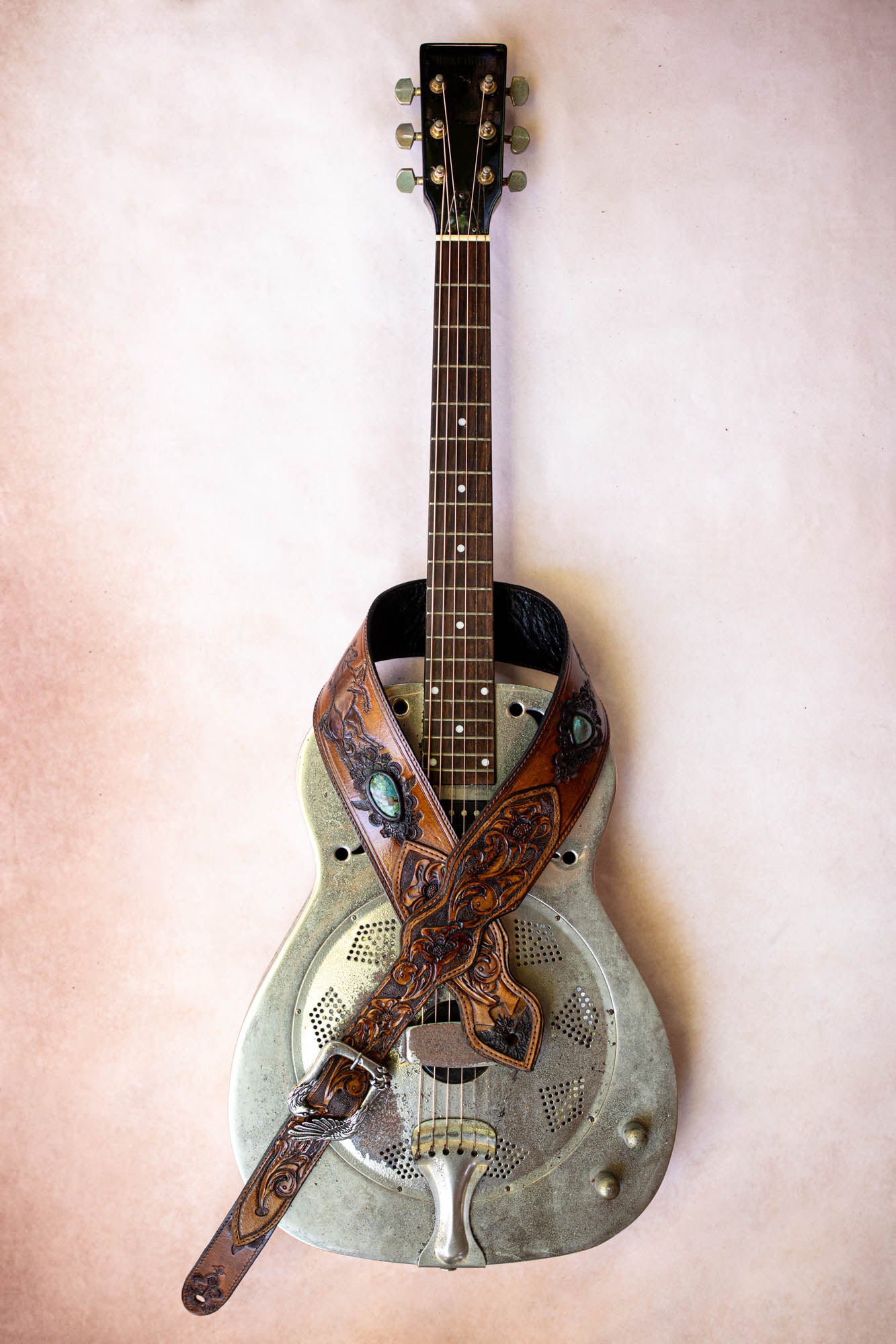 Horse & Eagle Guitar Strap with Turquoise