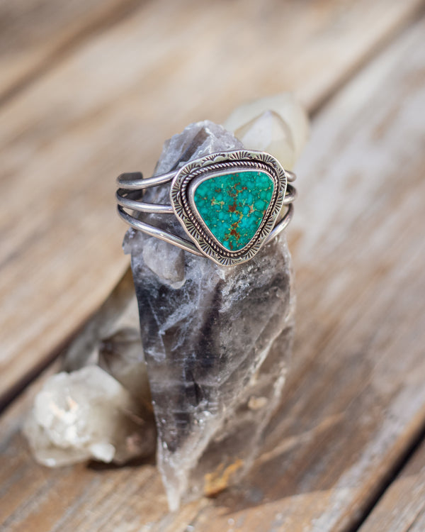 Sterling Silver Navajo Cuff with Royston Turquoise