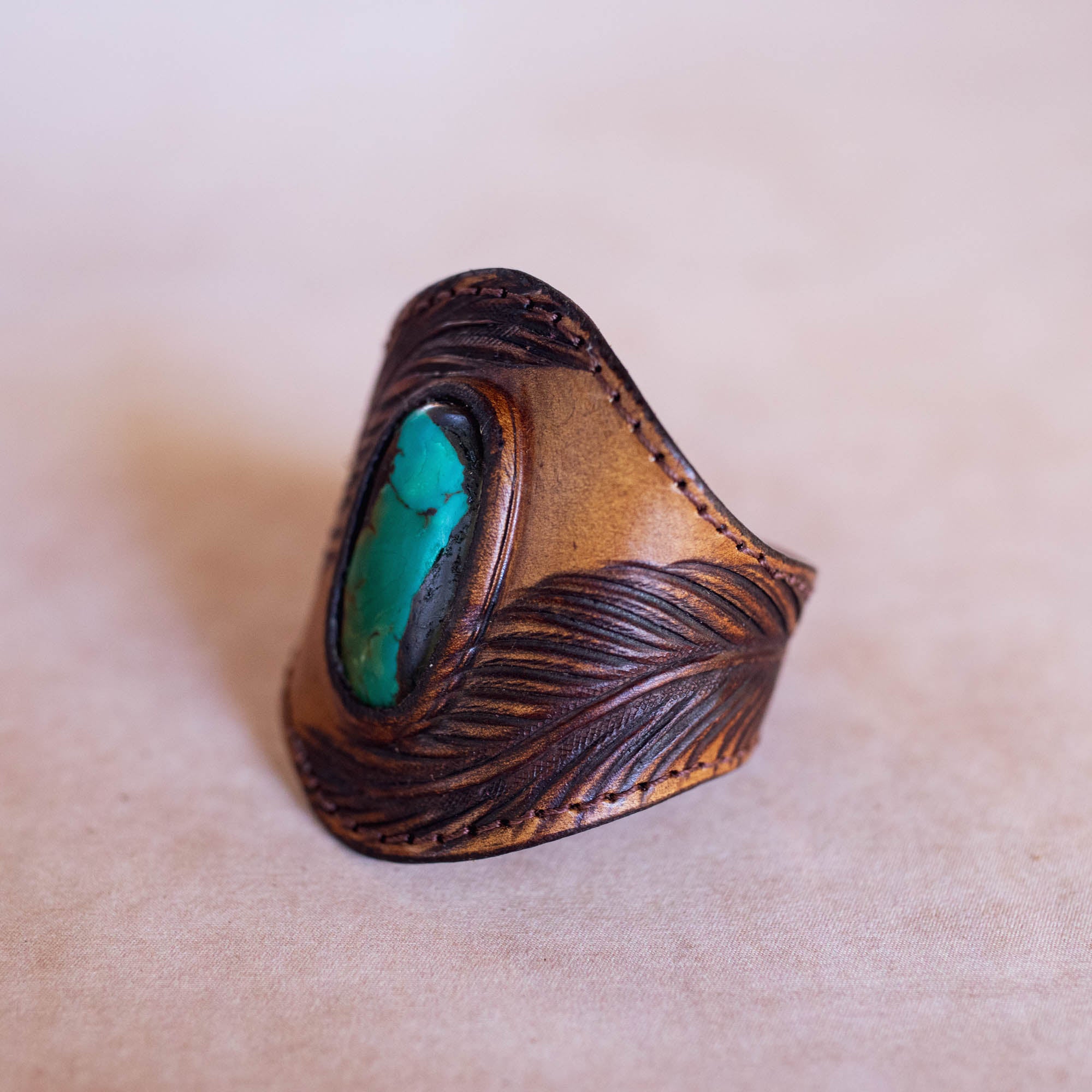Eagle Feather Cuff with Turquoise