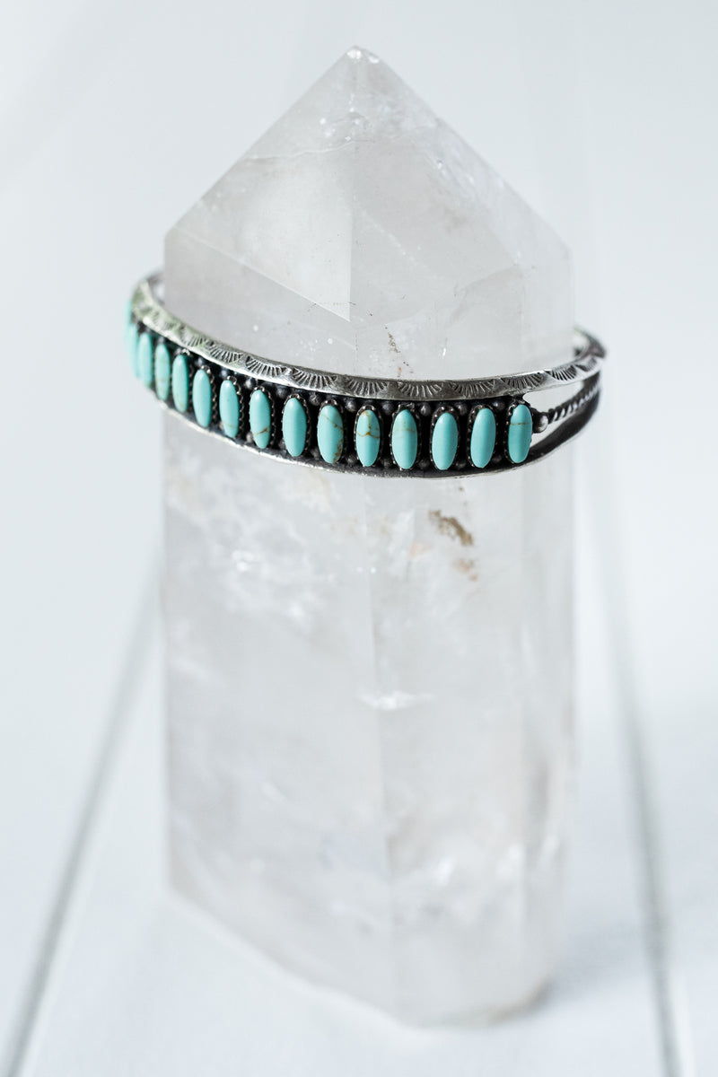 Vintage Silver Navajo Cuff with Sleeping Beauty Turquoise