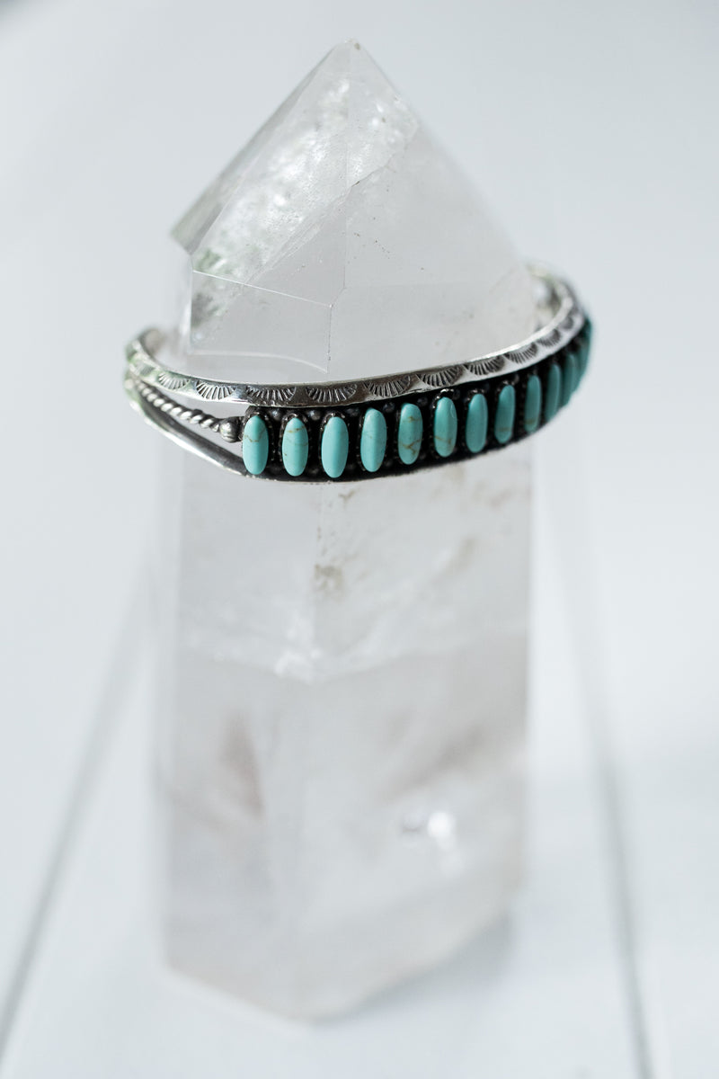 Vintage Silver Navajo Cuff with Sleeping Beauty Turquoise